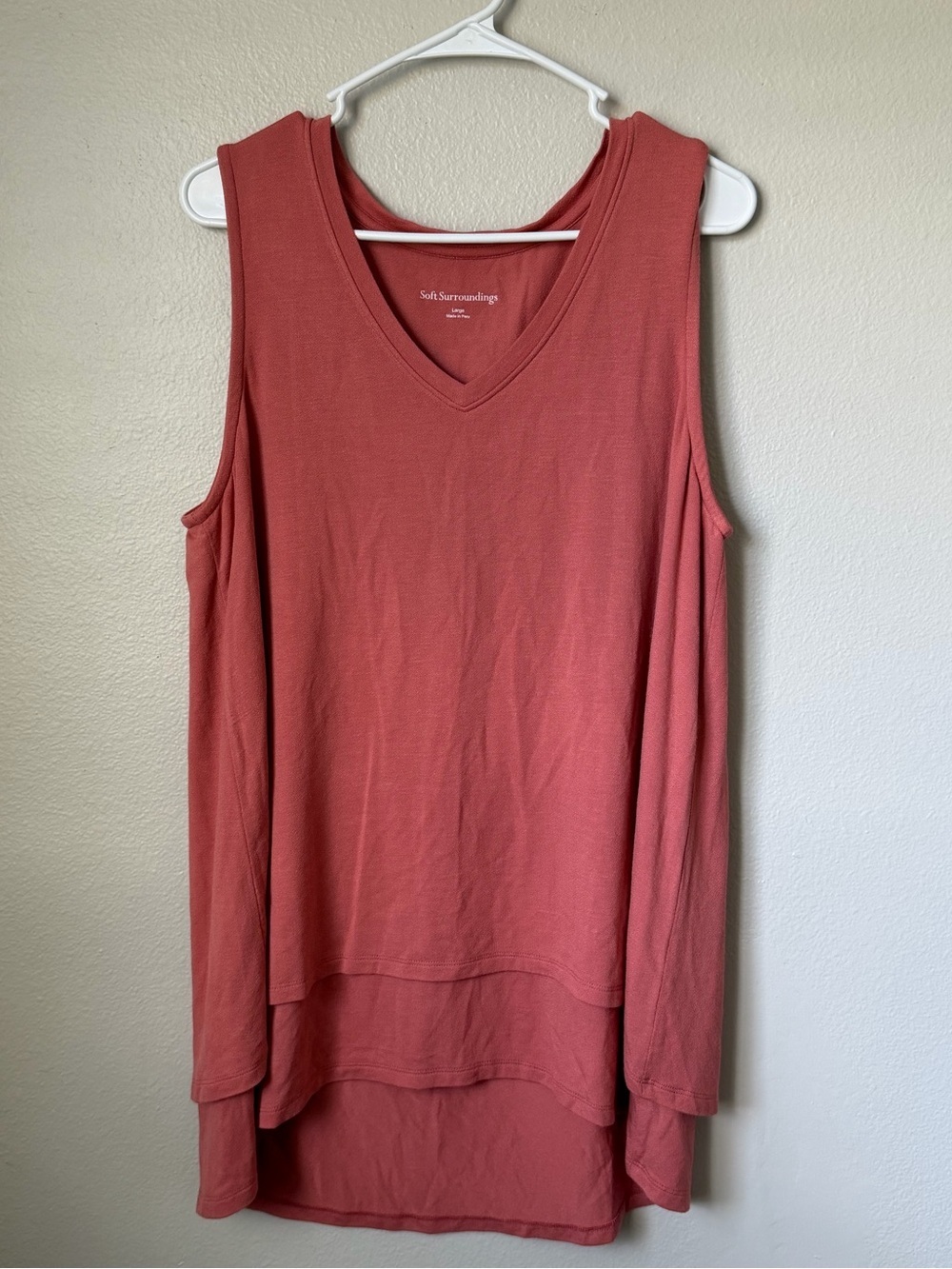 Soft Surroundings Layered Tank Top Large Pink Sleeveless Tunic Casual Boho L
